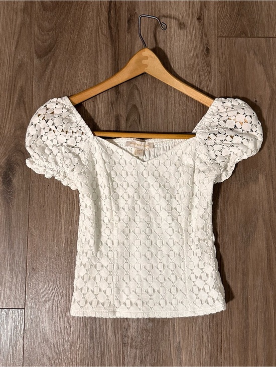 Monteau Tops - Monteau LA White Cropped Puff Sleeve Top